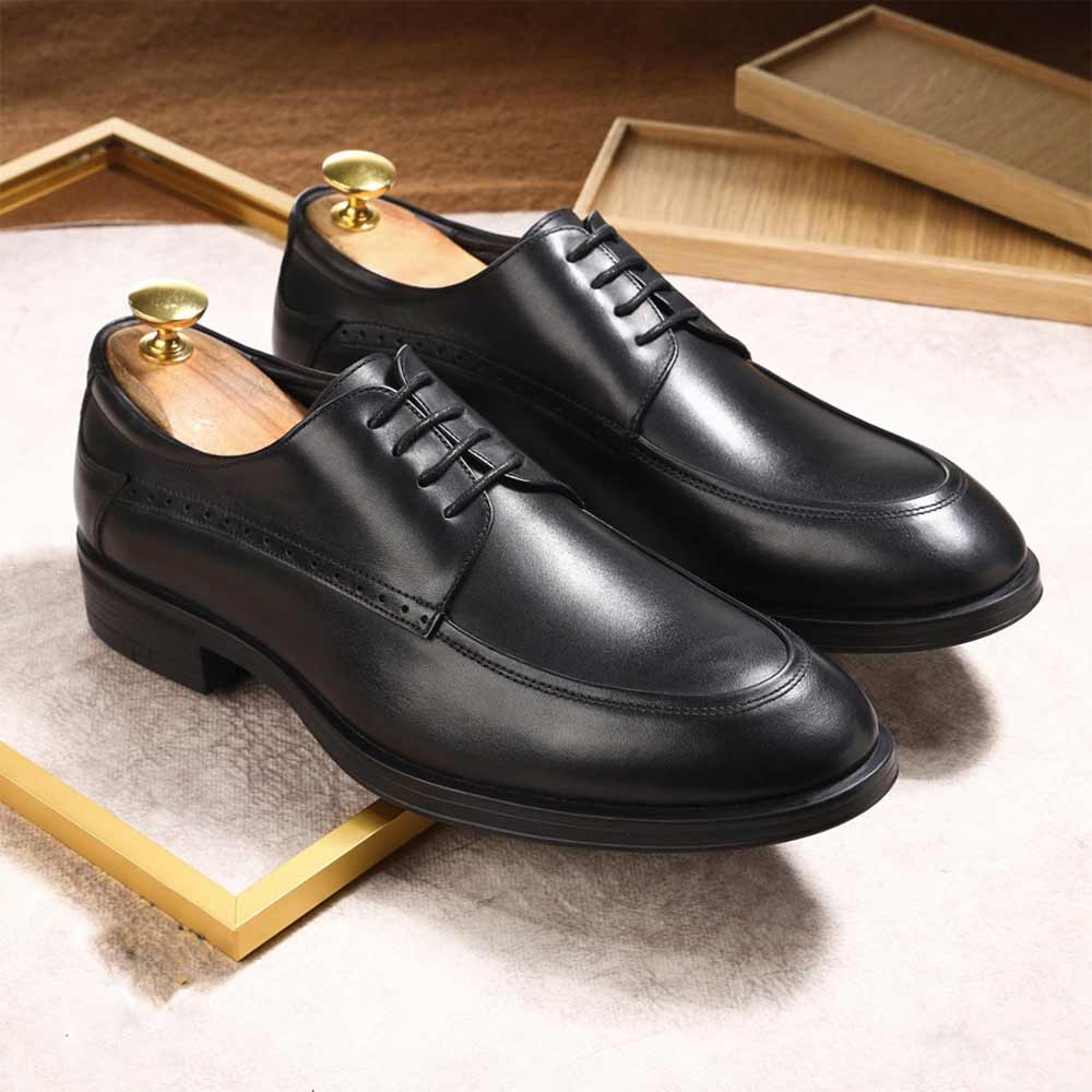 Genuine leather men casual shoe - Black3
