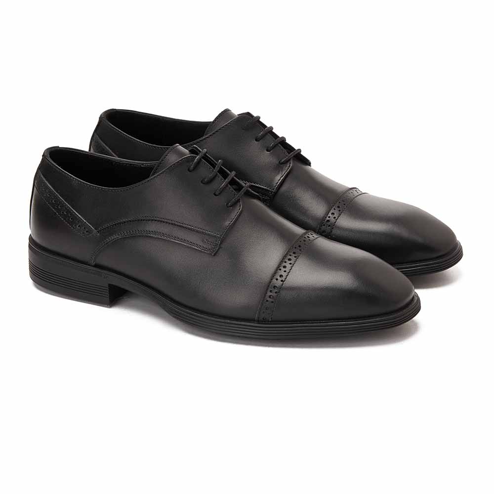 Men leather derby shoes - Black