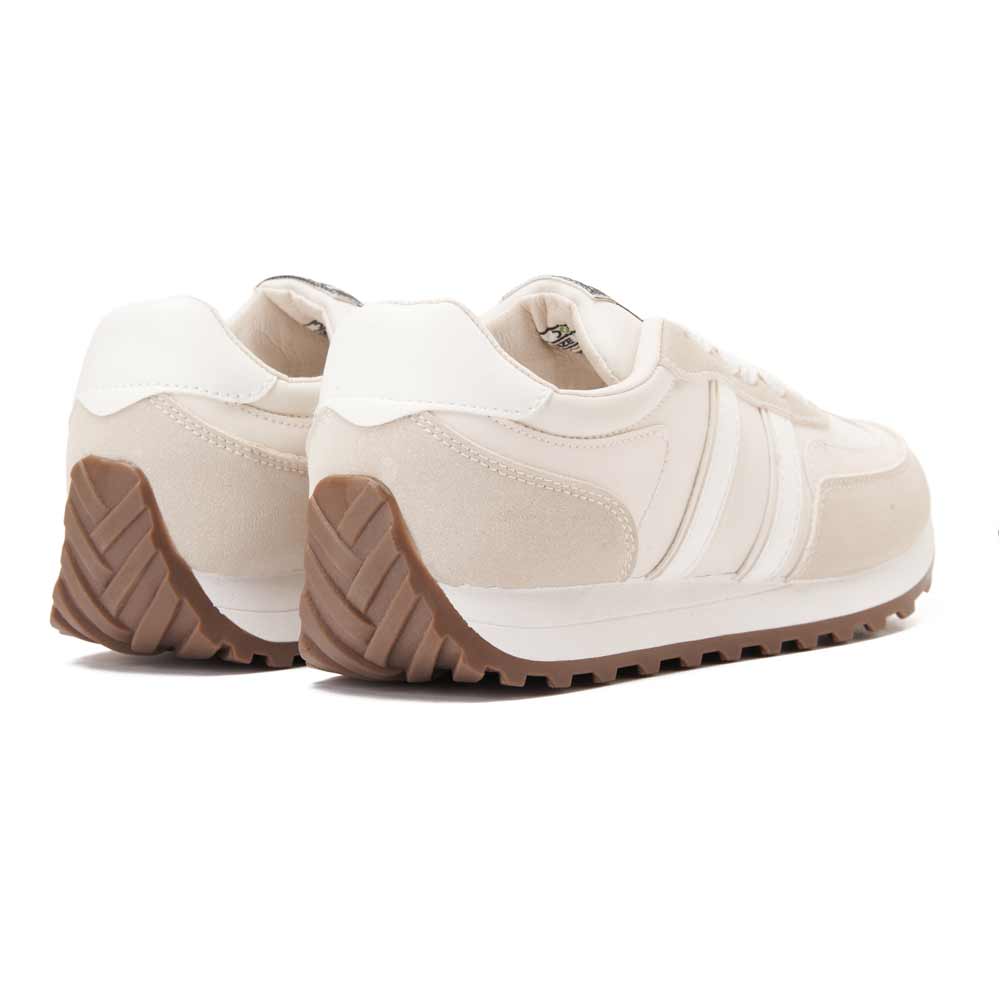 Women's casual lace-up trainers - Beige