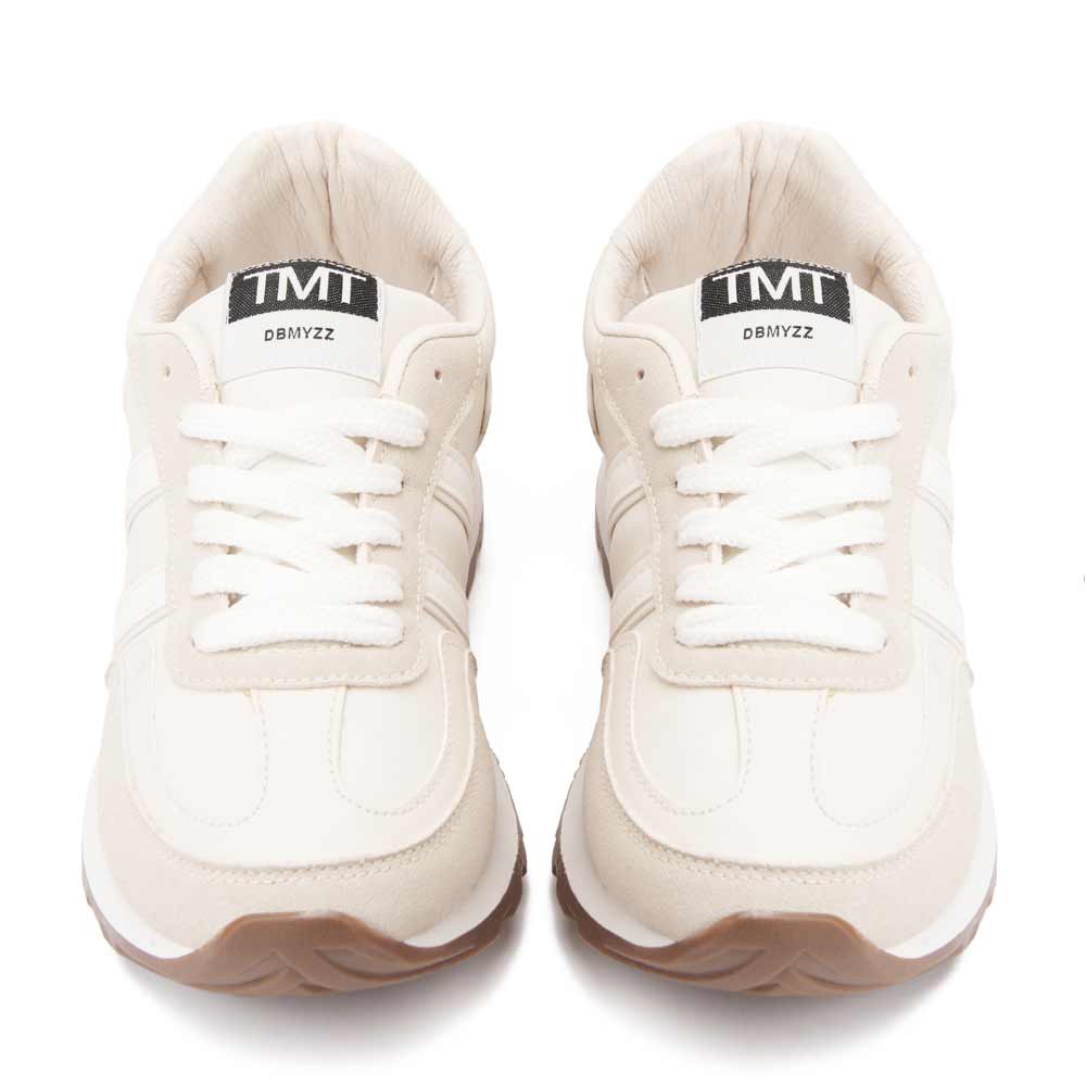 Women's casual lace-up trainers - Beige2