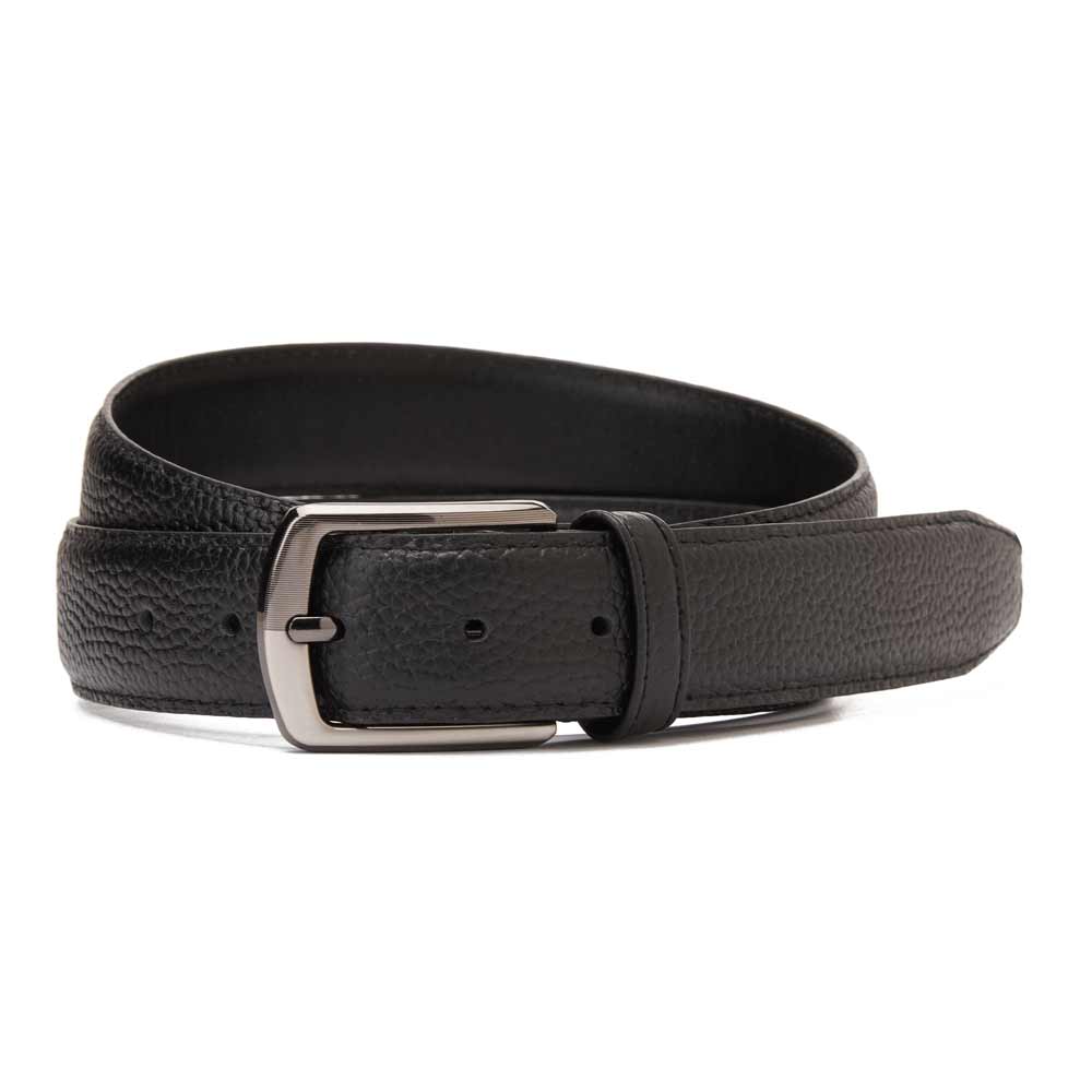 Men's casual patterned leather belt - Black