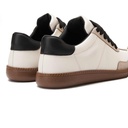 Women leather sneaker with black heel collar - Beige1