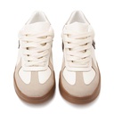 Women leather sneaker with black heel collar - Beige2