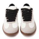 Women leather sneaker with black heel collar - White2