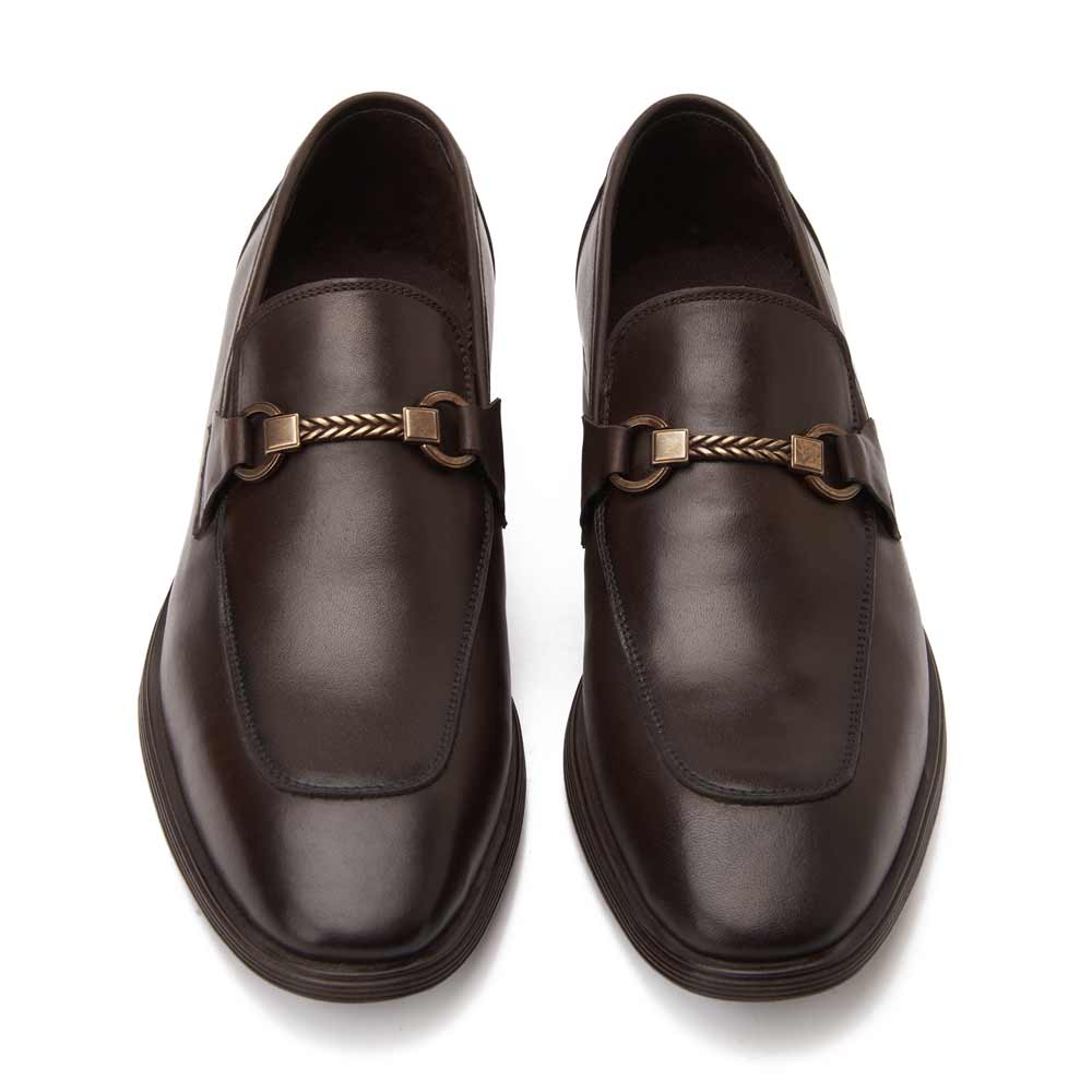 Men leather slip on loafer shoes - Brown2