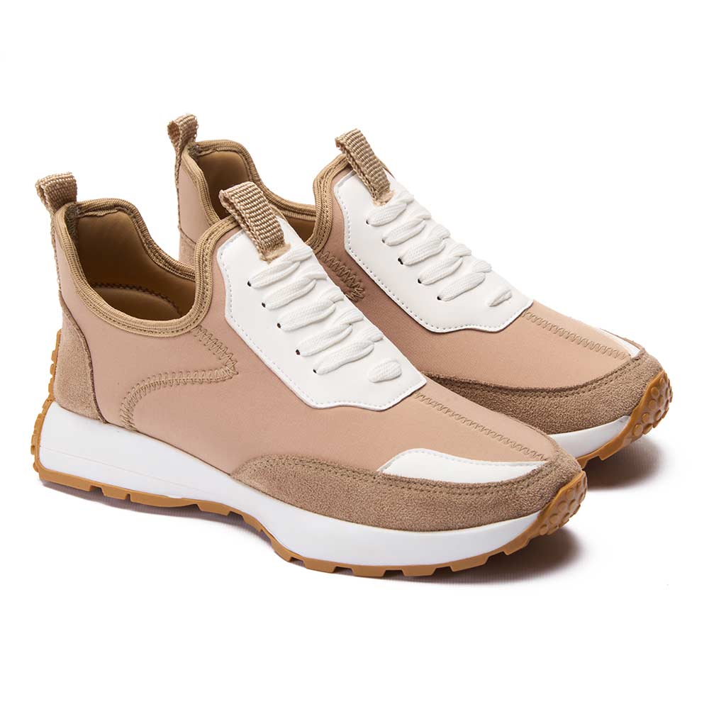 Fashion women sneakers with white details - Beige