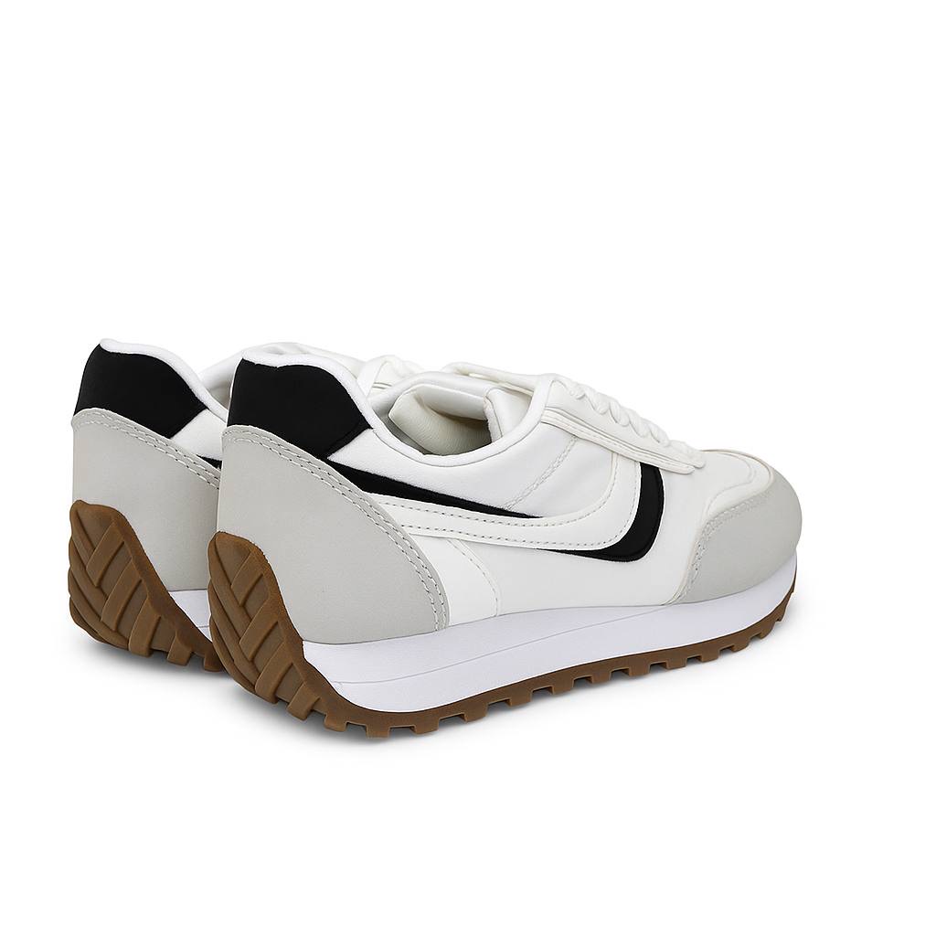 Fashion women trainer with black details - White