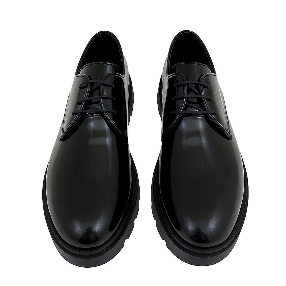 Men shiny leather trendy shoes - Black2