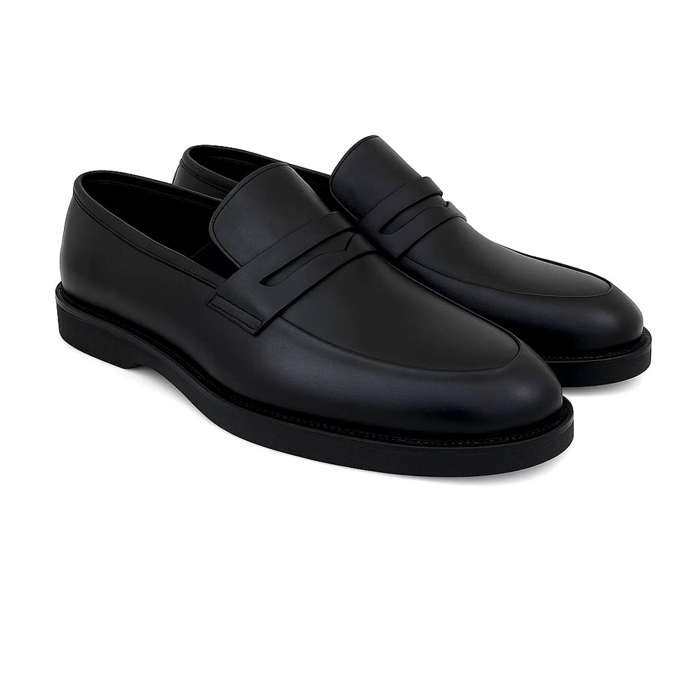 Men's leather slip on moccasin - Black