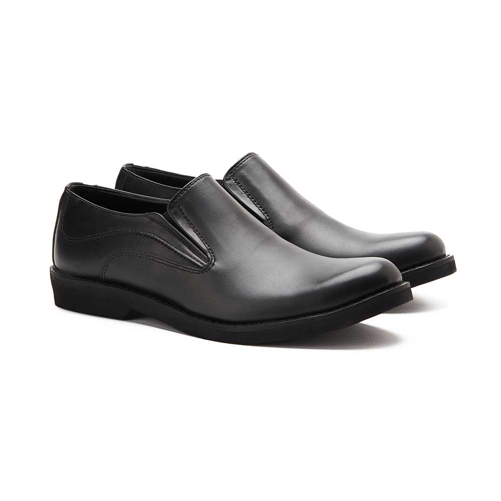 Leather slip on shoes with eva sole - Black