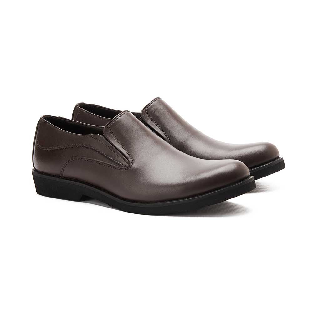 Leather slip on shoes with eva sole - Brown