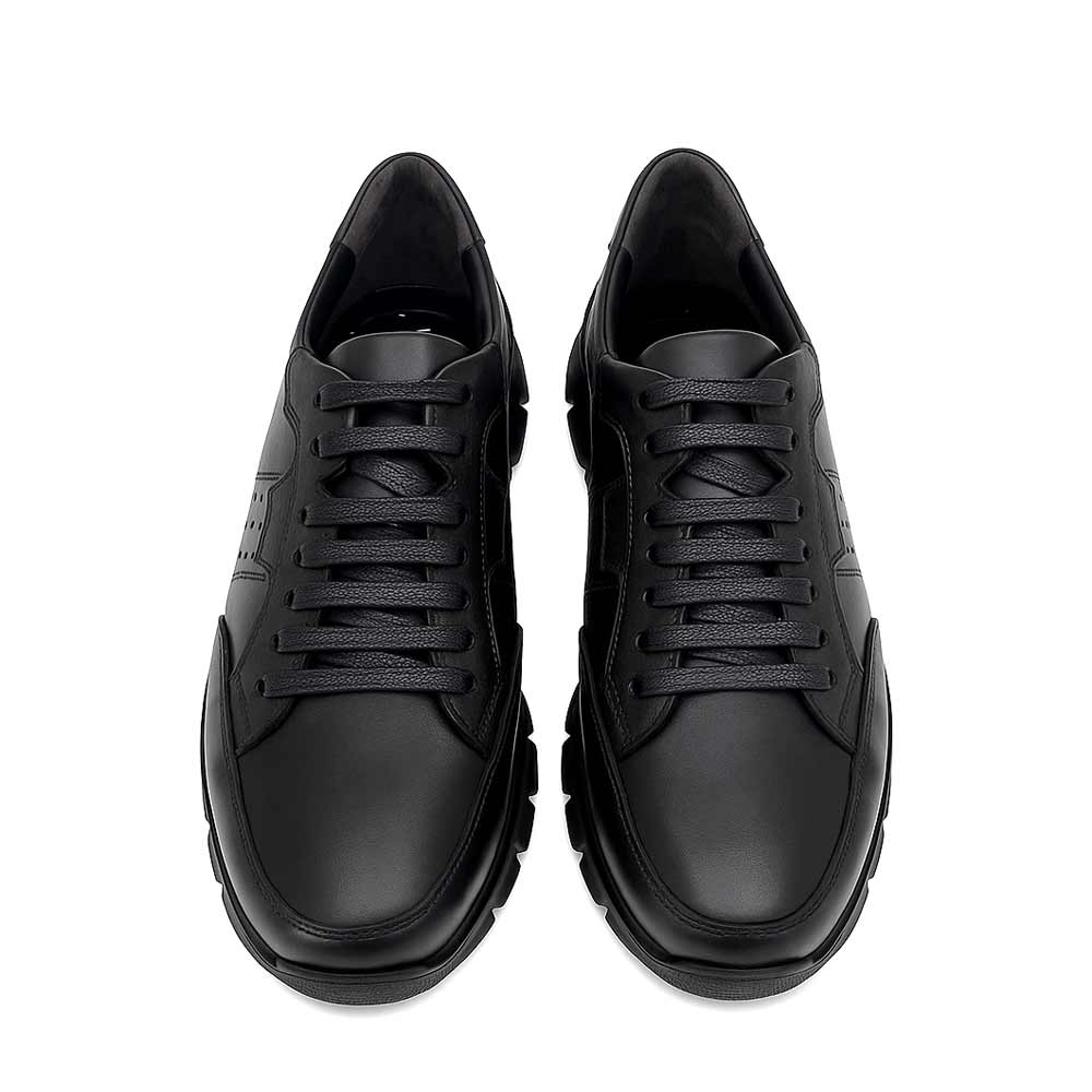 Men geniune leather trainers - Black2