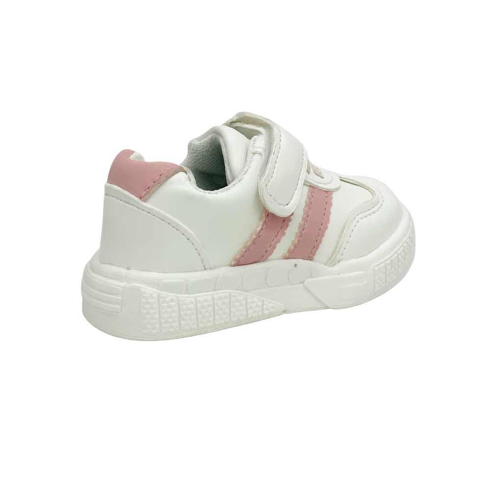 Kids sneakers with pink lines - White1