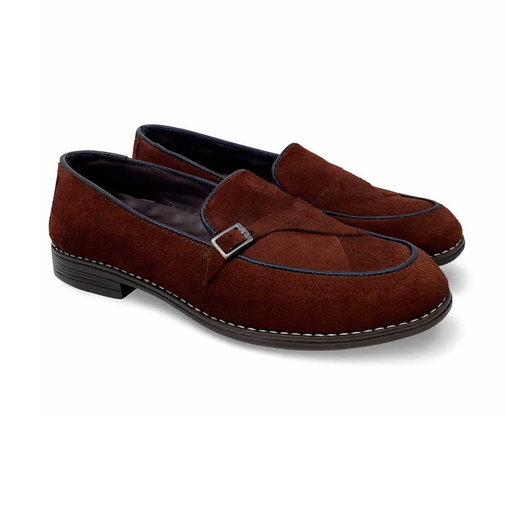 Men's single buckle monk shoes - Maroon