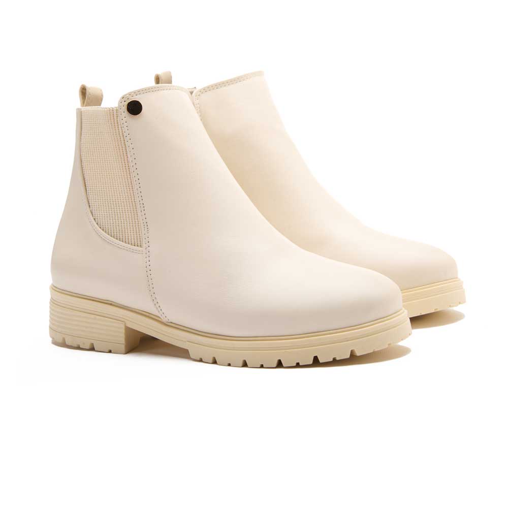 Women leather chelsea boot - Beige
