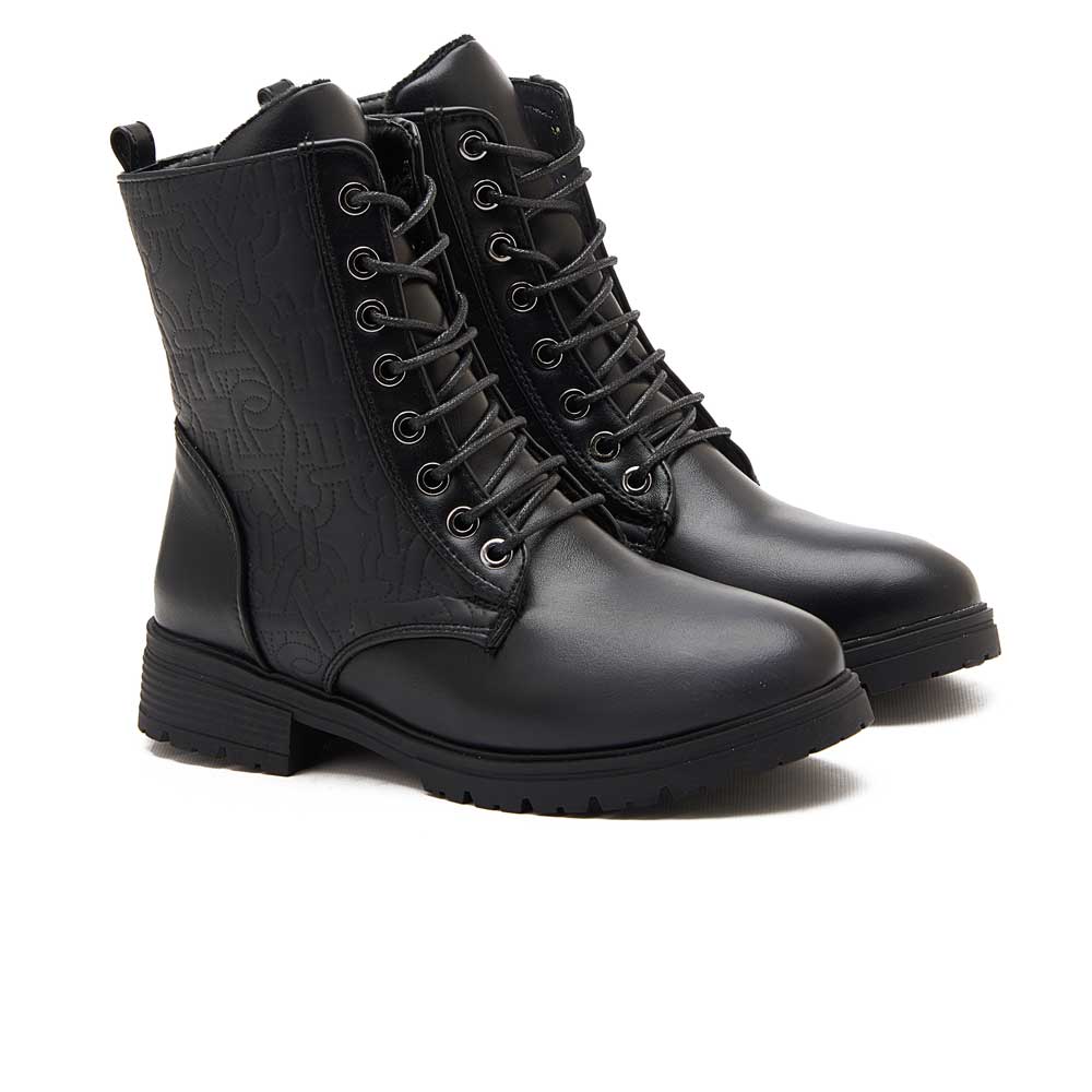 Women printed leather boot - Black