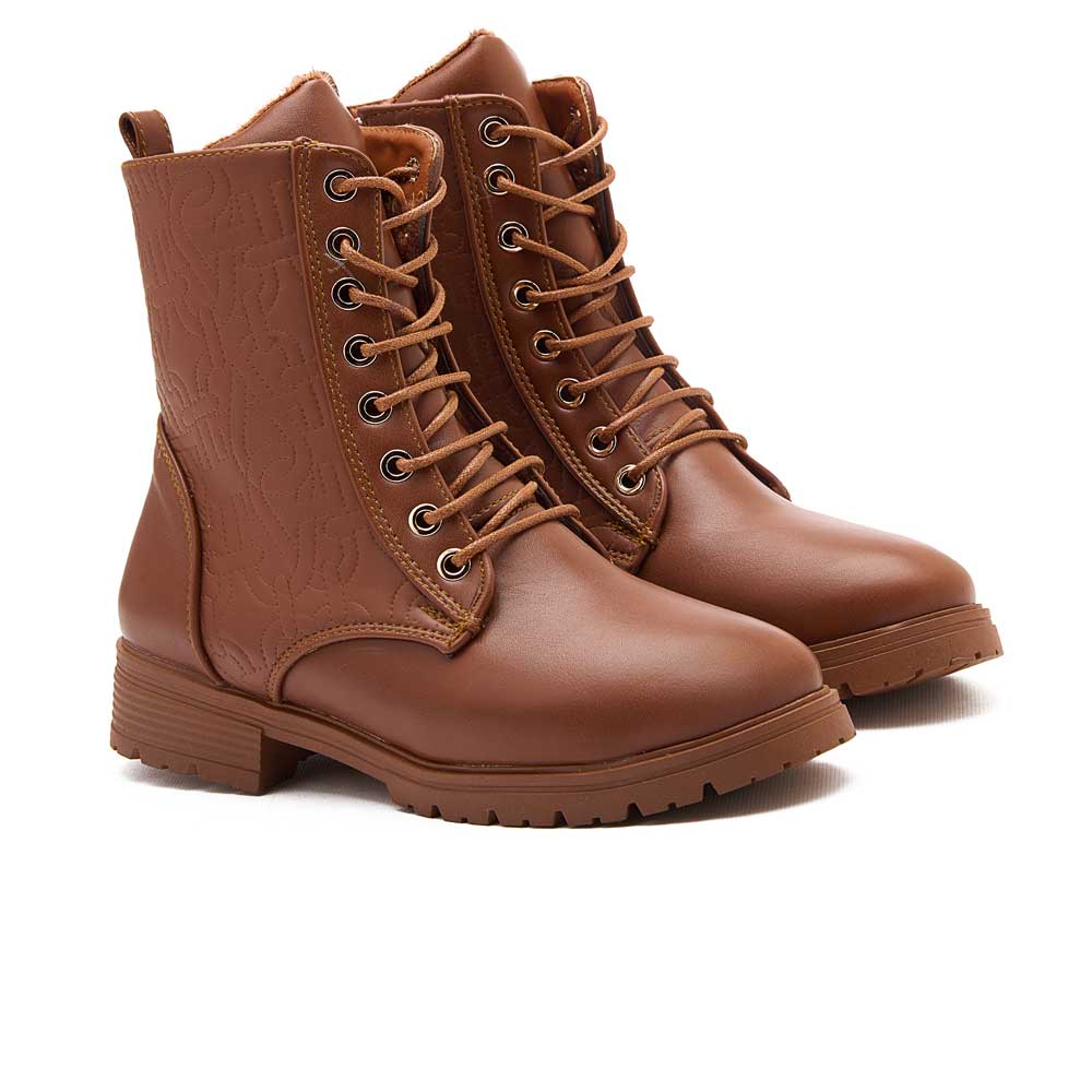 Women printed leather boot - Havana