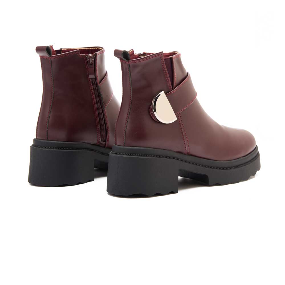 women zipper fashion boots - Maroon1