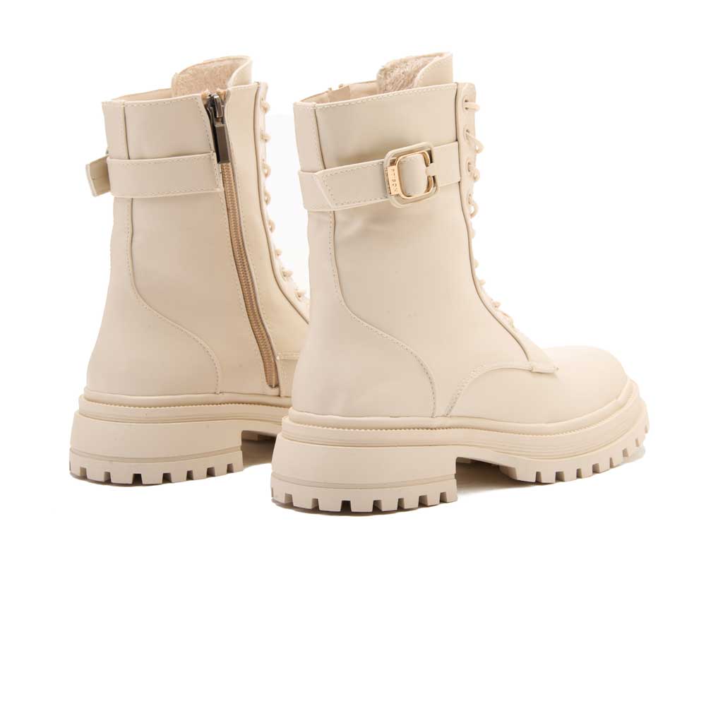 Women leather lace-up boot - Beige1