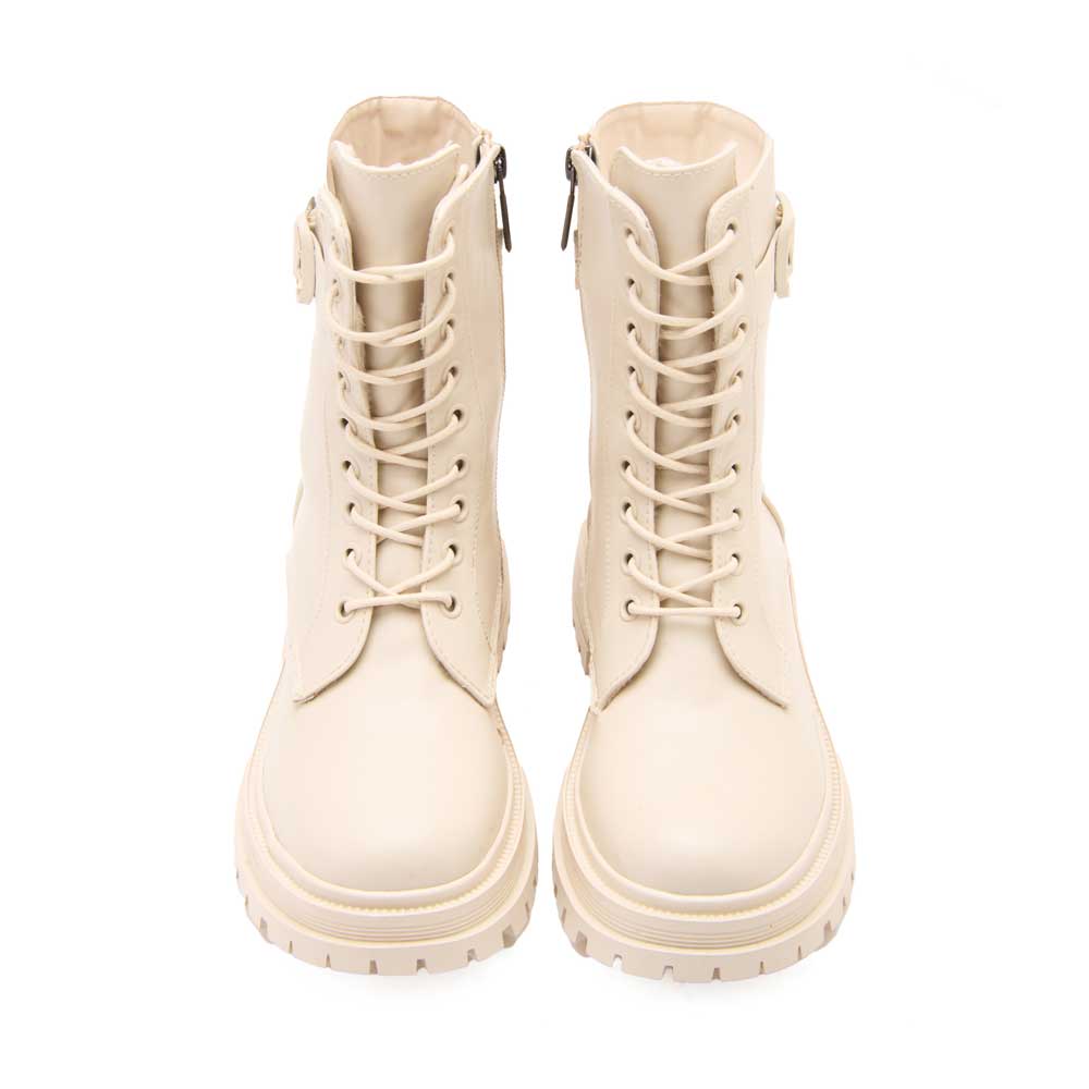 Women leather lace-up boot - Beige2