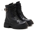 Women leather lace-up boot - Black