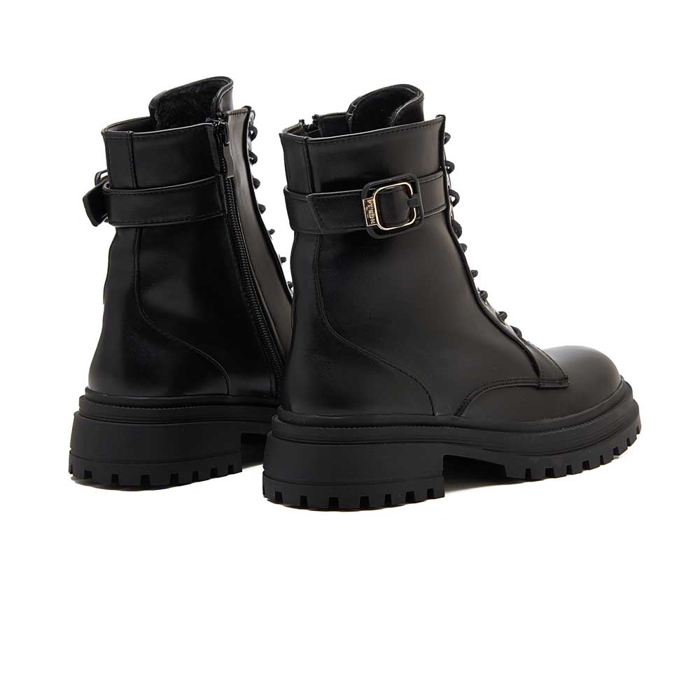 Women leather lace-up boot - Black1