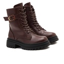 Women leather lace-up boot - Brown