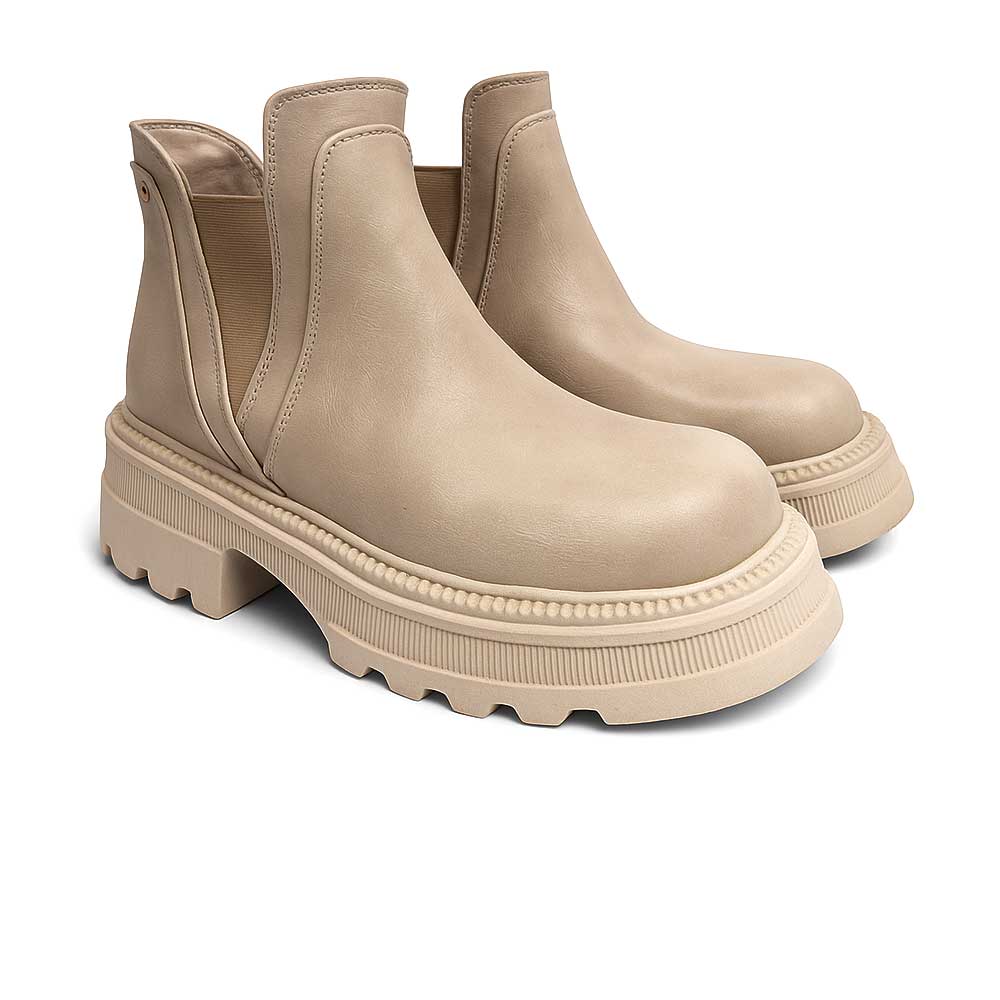 Women's leather chelsea boot - Beige