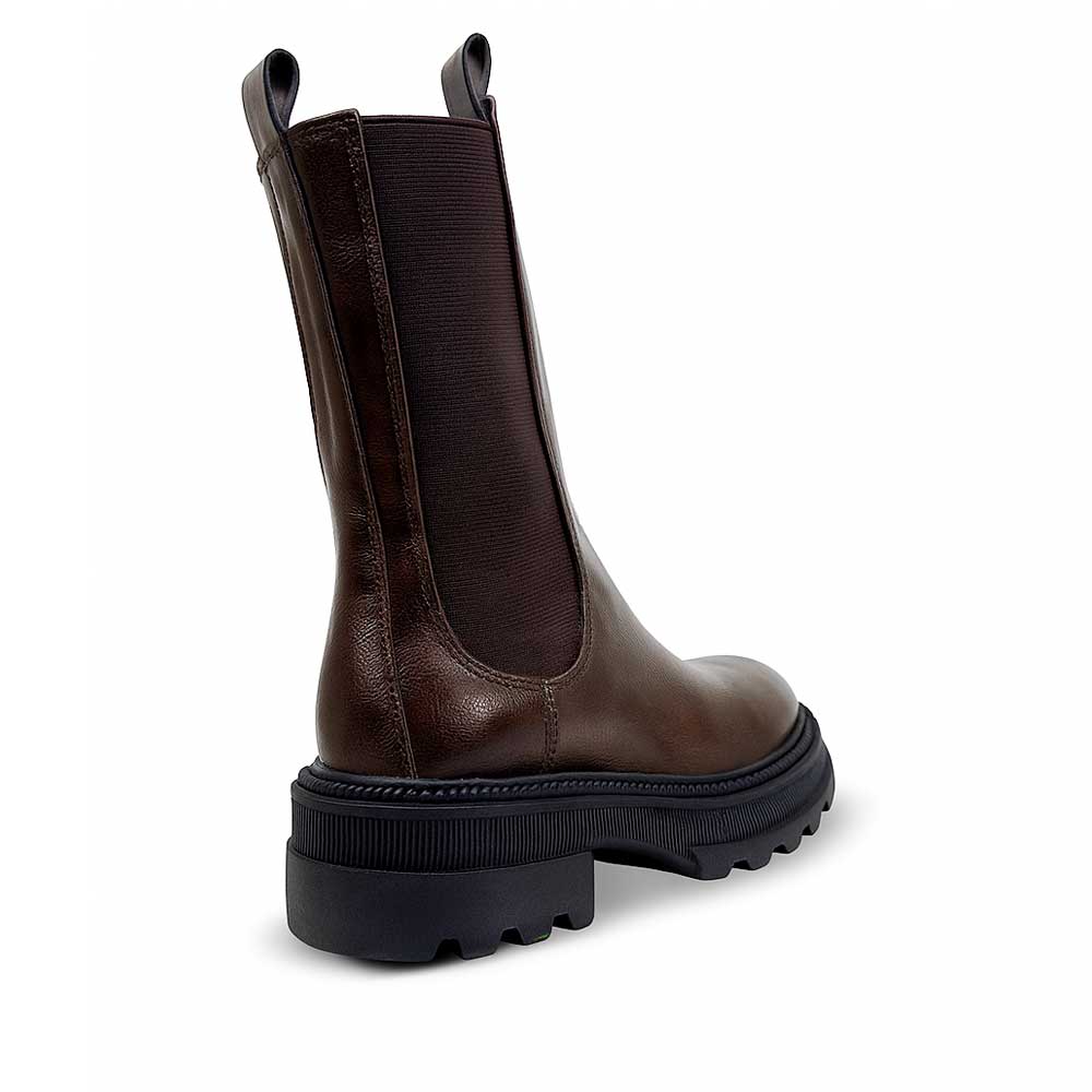 Women high-neck leather boot - Brown