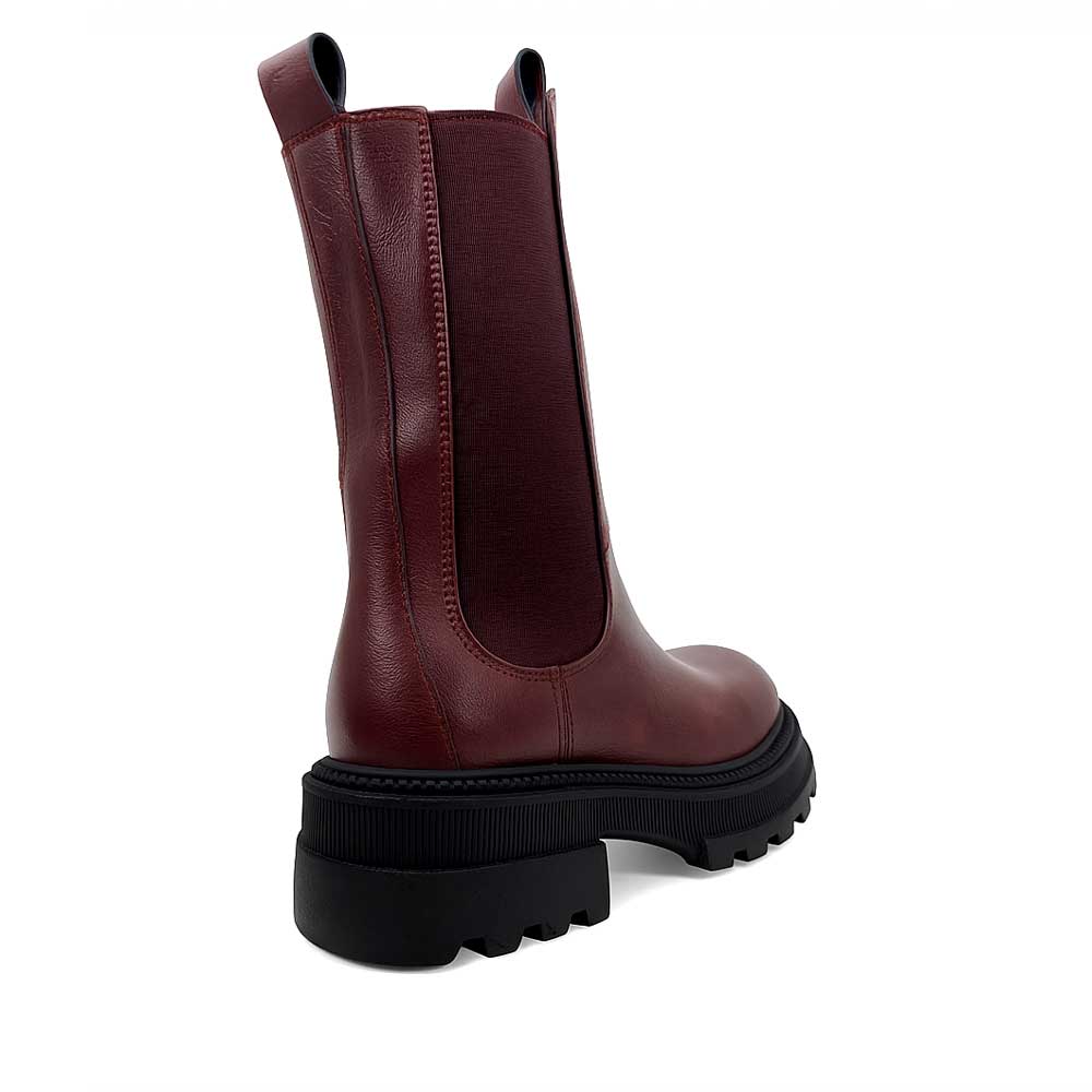 Women high-neck leather boot - Maroon1
