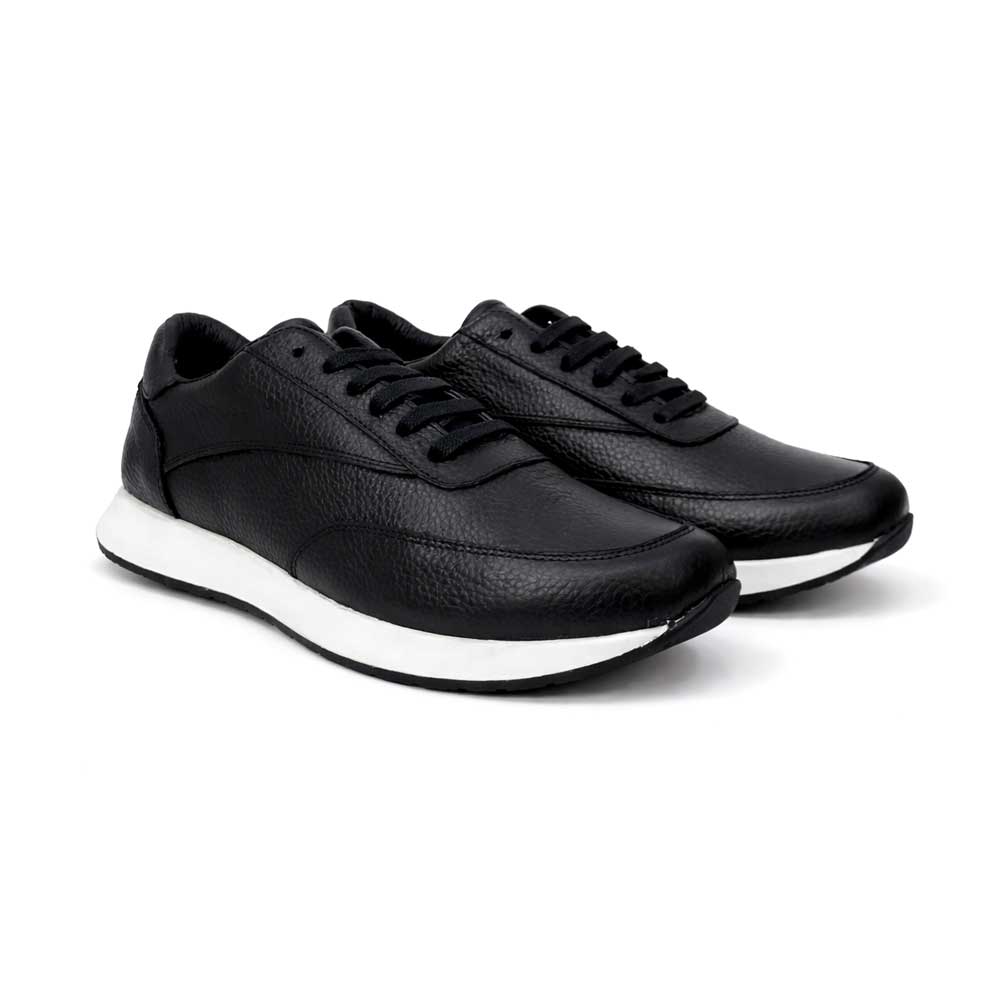 Men's Genuine Leather Sneakers - Black