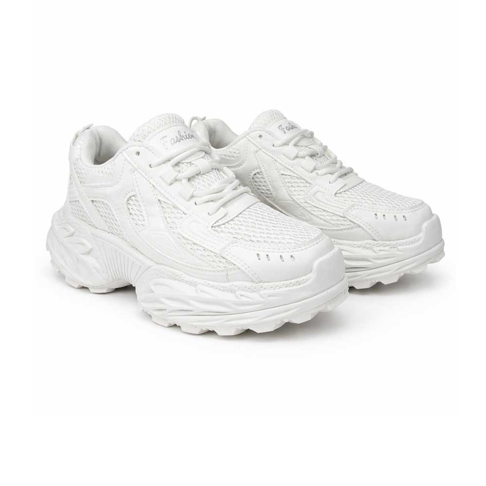 Women's Fashion Chunky Sole Sneakers - White