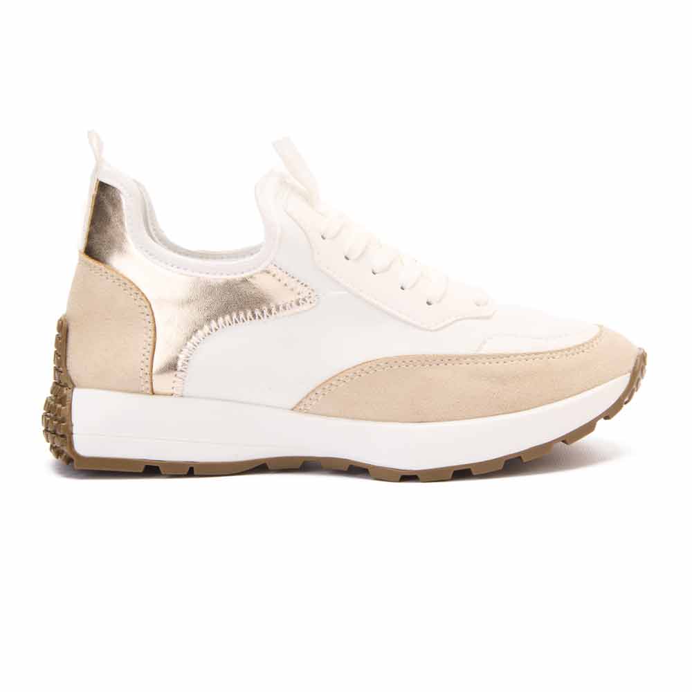Women stylish goldy sneakers - White