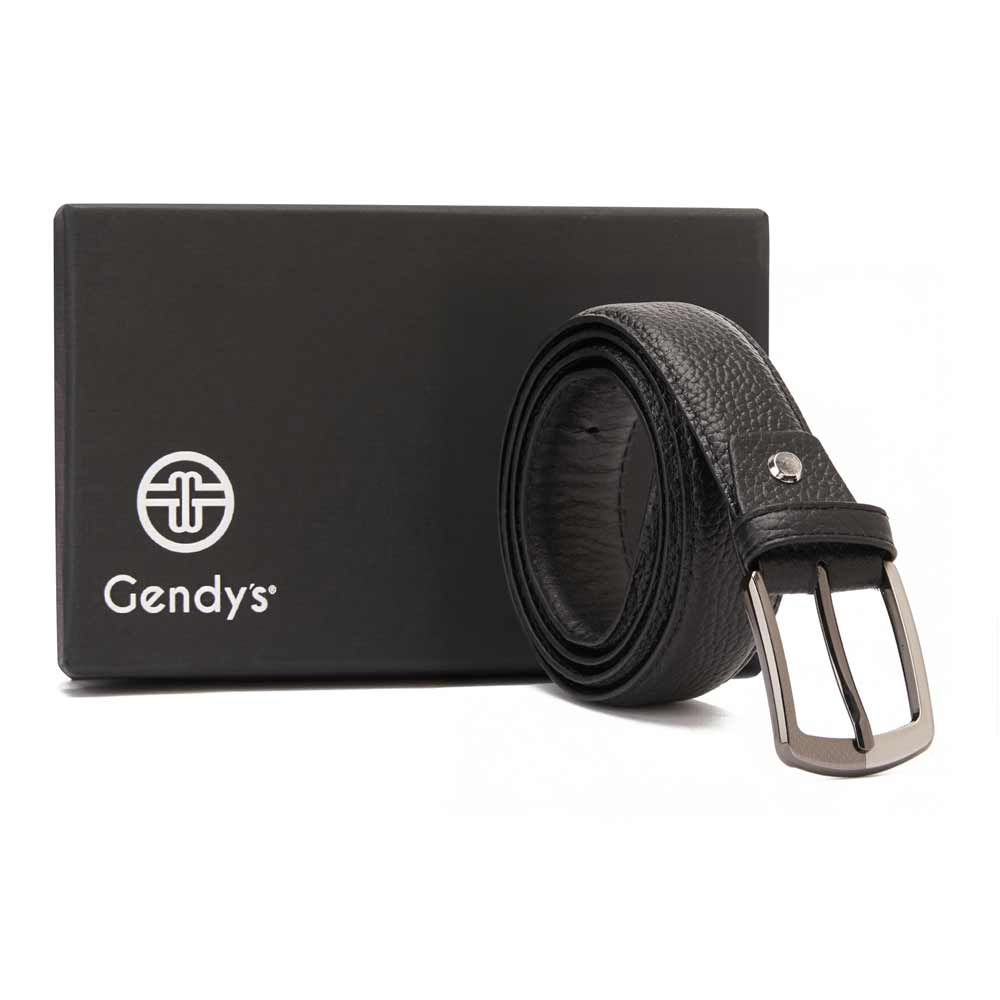 Men's casual patterned leather belt - Black