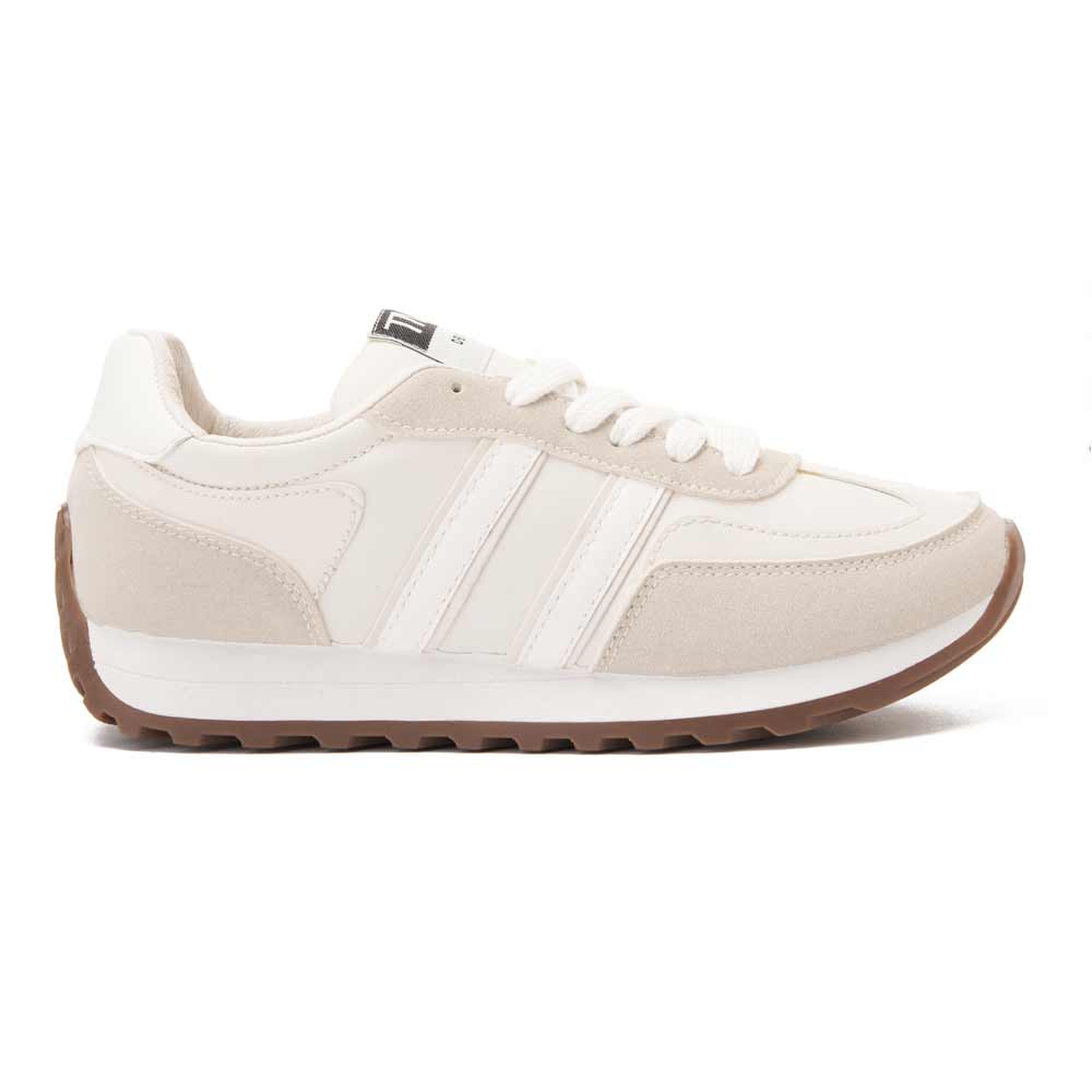 Women's casual lace-up trainers - Beige