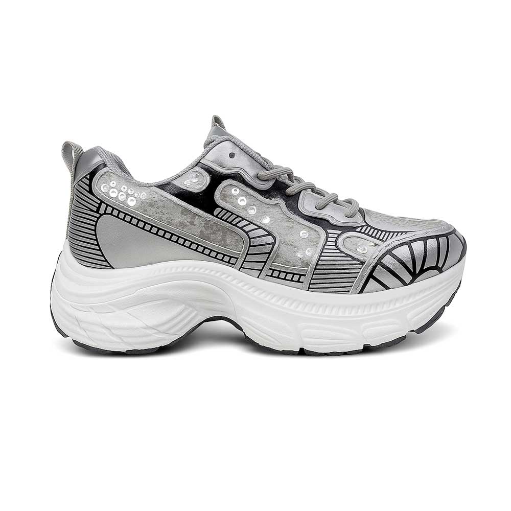 Women's Sequined Sneakers - Grey