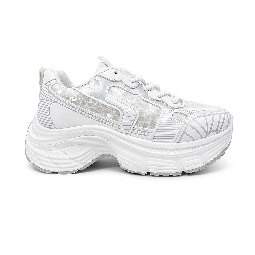 Women's Sequined Sneakers - White