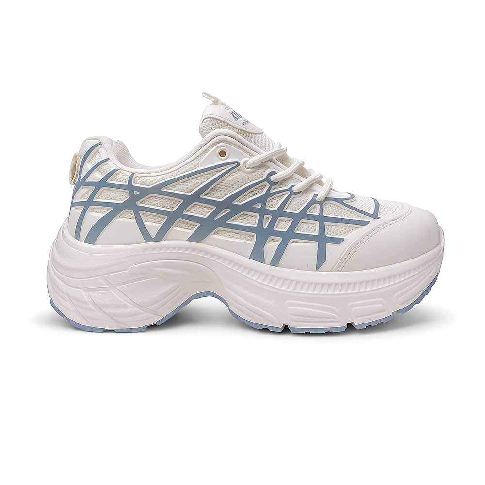 Women's Sneakers with blue lines - White