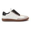 Women leather sneaker with black heel collar - White