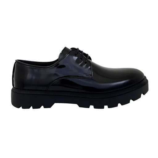 Men shiny leather trendy shoes - Black
