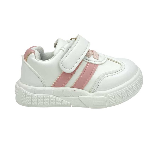 Kids sneakers with pink lines - White
